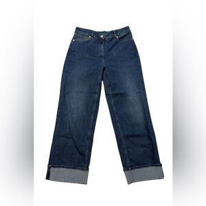 PESERICO CUFFED WIDE LEG DENIM TROUSERS PANTS SIZE 44 MADE IN ITALY US SIZING 10